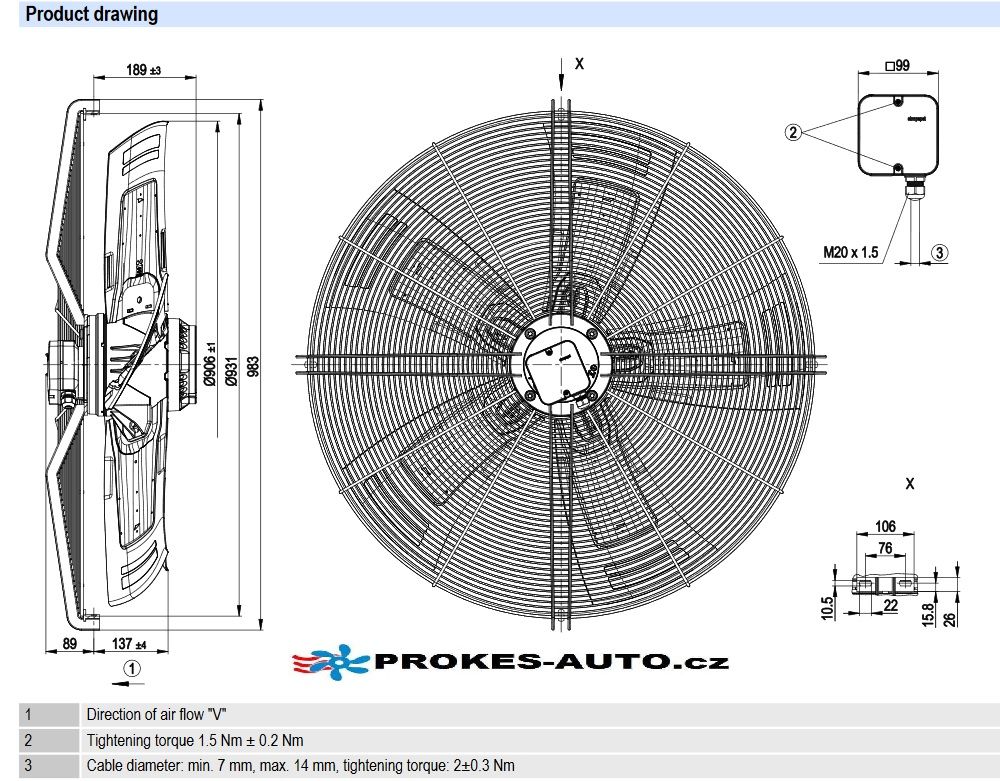 EBM PAPST suction fan 910 mm 400V 8 poles S8D910-CD01-01