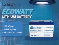 Battery EcoWatt LiFePO4 12,8V 100Ah 1280Wh with integrated BMS and display ECO-12V-100AH ULTIMATRON